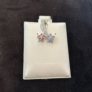 10 KT white gold Pink tourmaline tanzanite and diamond floral pendant